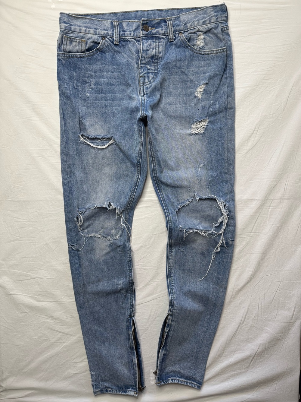 Fear Of God - Light Blue Distressed Skinny Jeans